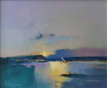 海の風景 Painting - コバルト色の夕暮れの抽象的な海の風景